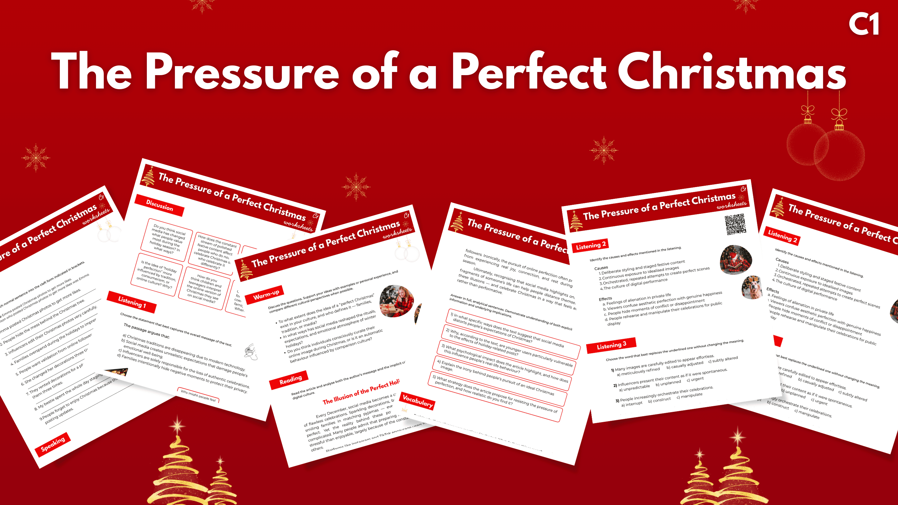 The Pressure of a Perfect Christmas + Speaking activities and Bingo